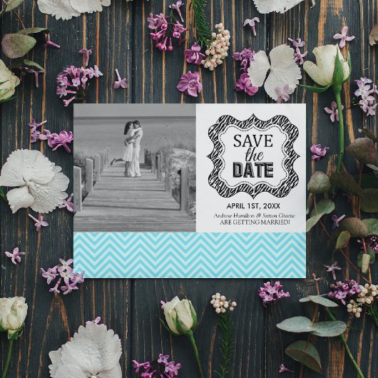 Invitation Faire part de mise à jour de date {Chevron bleu sa