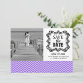 Invitation Faire part de mise en conserve {Chevron Violet} (Debout devant)
