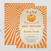 Invitation Faire part de naissance bébé citrouille Garçon Aut (Devant / Derrière)