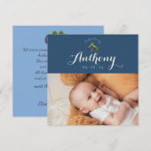 Invitation faire-part de naissance cassis (Devant / Derrière)