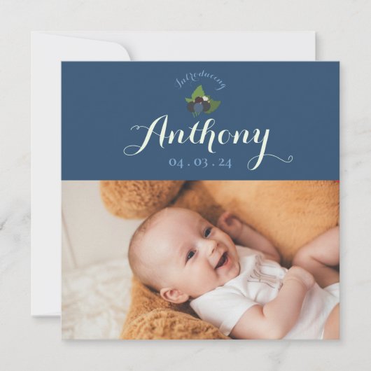 Invitation faire-part de naissance cassis (Devant)