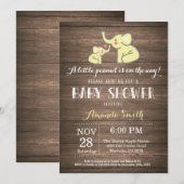 Invitation Faire part de naissance éléphant bébé Jaune Rustiq (Devant / Derrière)