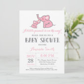 Invitation Faire part de naissance éléphant Rose et Gris (Debout devant)