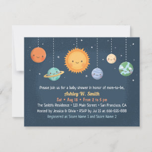 Invitation Faire part de naissance espace Soleil et Planètes
