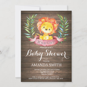 Invitation Faire part de naissance girafe fille rustique