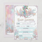 Invitation "Faire-part de naissance Licorne de mer Mignon (Devant / Derrière)