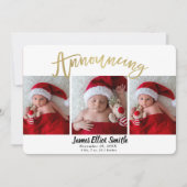 Invitation Faire part de naissance Noël Vacances 3 Photos (Devant)