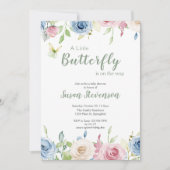 Invitation Faire part de naissance papillon pour bébé de genr (Devant)