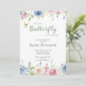 Invitation Faire part de naissance papillon pour bébé de genr (Debout devant)