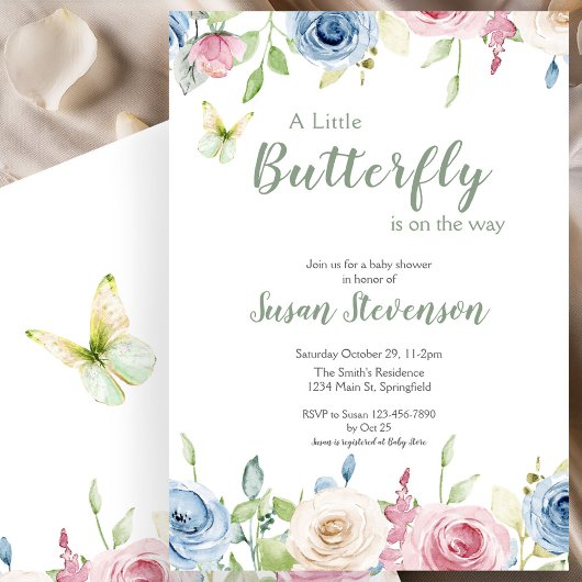 Invitation Faire part de naissance papillon pour bébé de genr