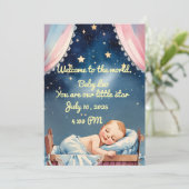 Invitation "Faire-part de naissance pour bébé garçon endormi (Debout devant)