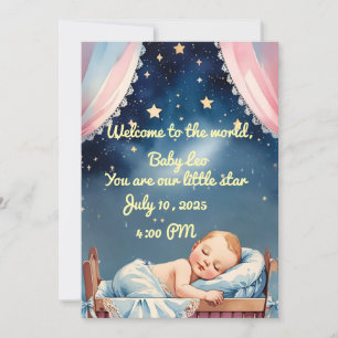 Invitation "Faire-part de naissance pour bébé garçon endormi