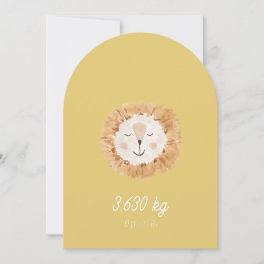 Invitation Faire part de naissance simple Petit Lion (Devant)