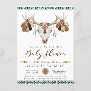 Invitation Faire part de naissance tribal pour garçon avec bo