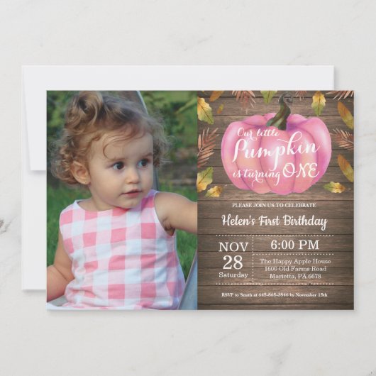 Invitation Faire part de premier anniversaire de fille citrou (Devant)