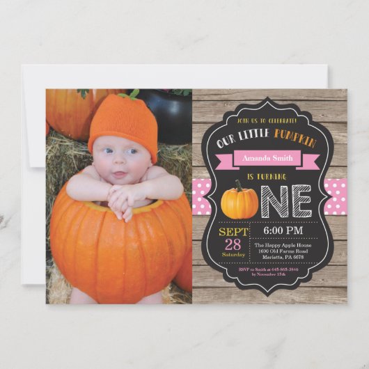 Invitation Faire part de premier anniversaire de fille rustiq (Devant)