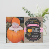 Invitation Faire part de premier anniversaire de fille rustiq (Debout devant)