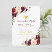 Invitation Faire part de remise de diplôme Fleurs de Bourgogn (Debout devant)