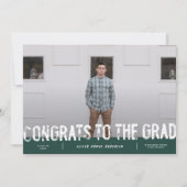 Invitation Faire part de remise de diplôme photo verte grungy (Devant)