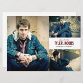 Invitation Faire part de remise de diplôme photo XL Grunge (Devant / Derrière)