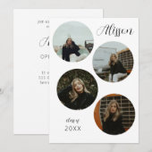 Invitation Faire part de remise de diplôme rond avec quatre p (Devant / Derrière)