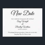 Invitation "Faire-part de report de mariage élégant "Nouvelle<br><div class="desc">Voici une carte élégante et simple pour informer vos invités s'il est devenu nécessaire de modifier la date de votre mariage. Utilisez les champs du modèle pour ajouter vos informations personnelles et rendre ce design unique et moderne vôtre. Le fond blanc peut être changé en n'importe quelle couleur de votre...</div>