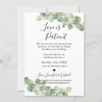 Faire part de report de mariage Love is Patient