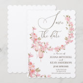 Invitation Faire part de Romantique Fleur Rose (Devant / Derrière)