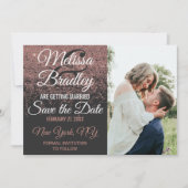 Invitation Faire part de Rose Gold Glitter Sparkles Noir (Devant)