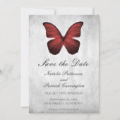 Invitation Faire part de sauvegarde de date de papillon rouge (Devant)