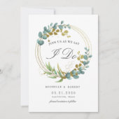 Invitation faire part de sauvegarde de date en eucalyptus dor (Devant)