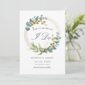 Invitation faire part de sauvegarde de date en eucalyptus dor (Debout devant)