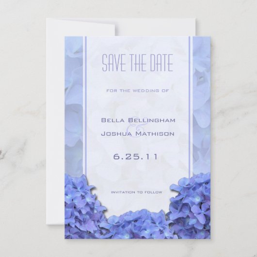Invitation Faire part de sauvegarde des Hydrangeas bleus (Devant)