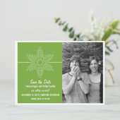 Invitation Faire part de sauvegarde flocon de neige doux, ver (Debout devant)