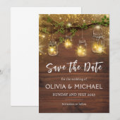 Invitation faire part de save the date avec guirlande féériqu (Devant / Derrière)