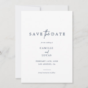 Invitation Faire part de Save the Date avec photo Bleu Nuit