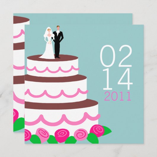 Invitation Faire part de save the date {Gâteau de mariage} (Devant / Derrière)