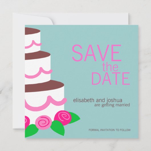 Invitation Faire part de save the date {Gâteau de mariage} (Dos)