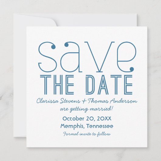 Invitation Faire part de typographie tendance pour Save the D (Devant)