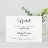 Invitation "Faire-part" élégant de mariage reporté avec mise (Debout devant)