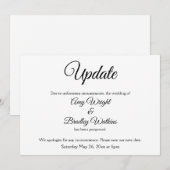 Invitation "Faire-part" élégant de mariage reporté avec mise (Devant / Derrière)