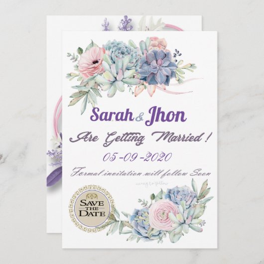 Invitation Faire part floral lavande violet imprimable (Devant / Derrière)