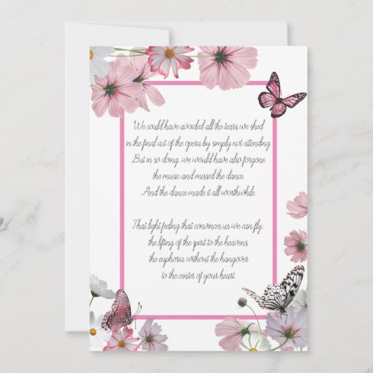 Invitation Faire-part funéraire de Cosmos rose (Dos)