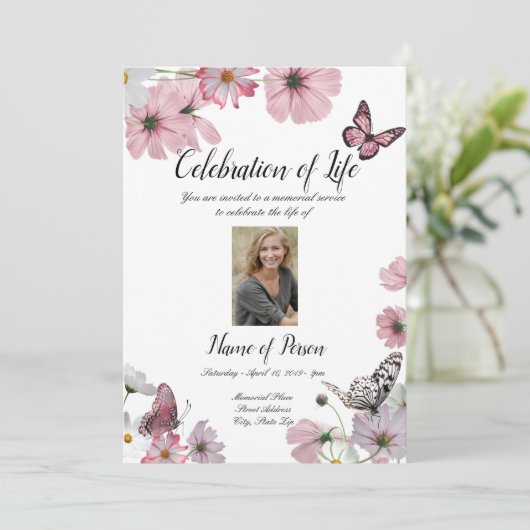 Invitation Faire-part funéraire d'orchidées violet (Debout devant)