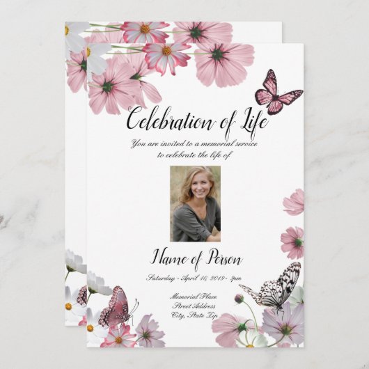 Invitation Faire-part funéraire d'orchidées violet (Devant / Derrière)