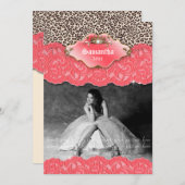 Invitation Faire-part Leopard Crown Coral (Devant / Derrière)