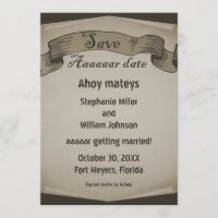 Faire part Pirate Scroll Save the Date, Marron
