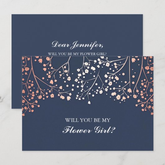 Invitation Faire part pour jeune fille d'honneur avec du gyps (Devant / Derrière)