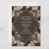 Invitation Faire part rustique d'automne aux feuilles brun fo (Devant)