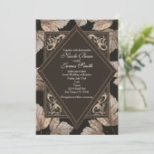 Invitation Faire part rustique d'automne aux feuilles brun fo (Debout devant)